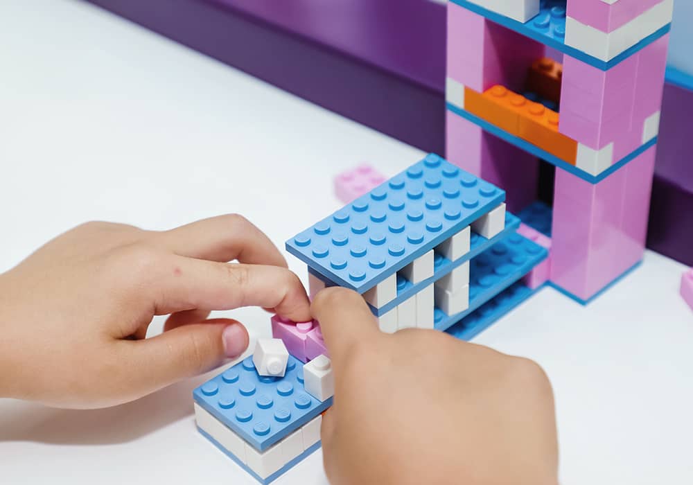 children playing with lego