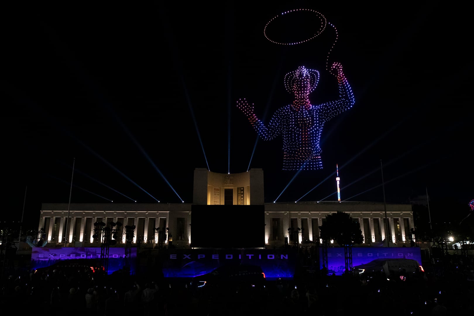 drones in the night sky
