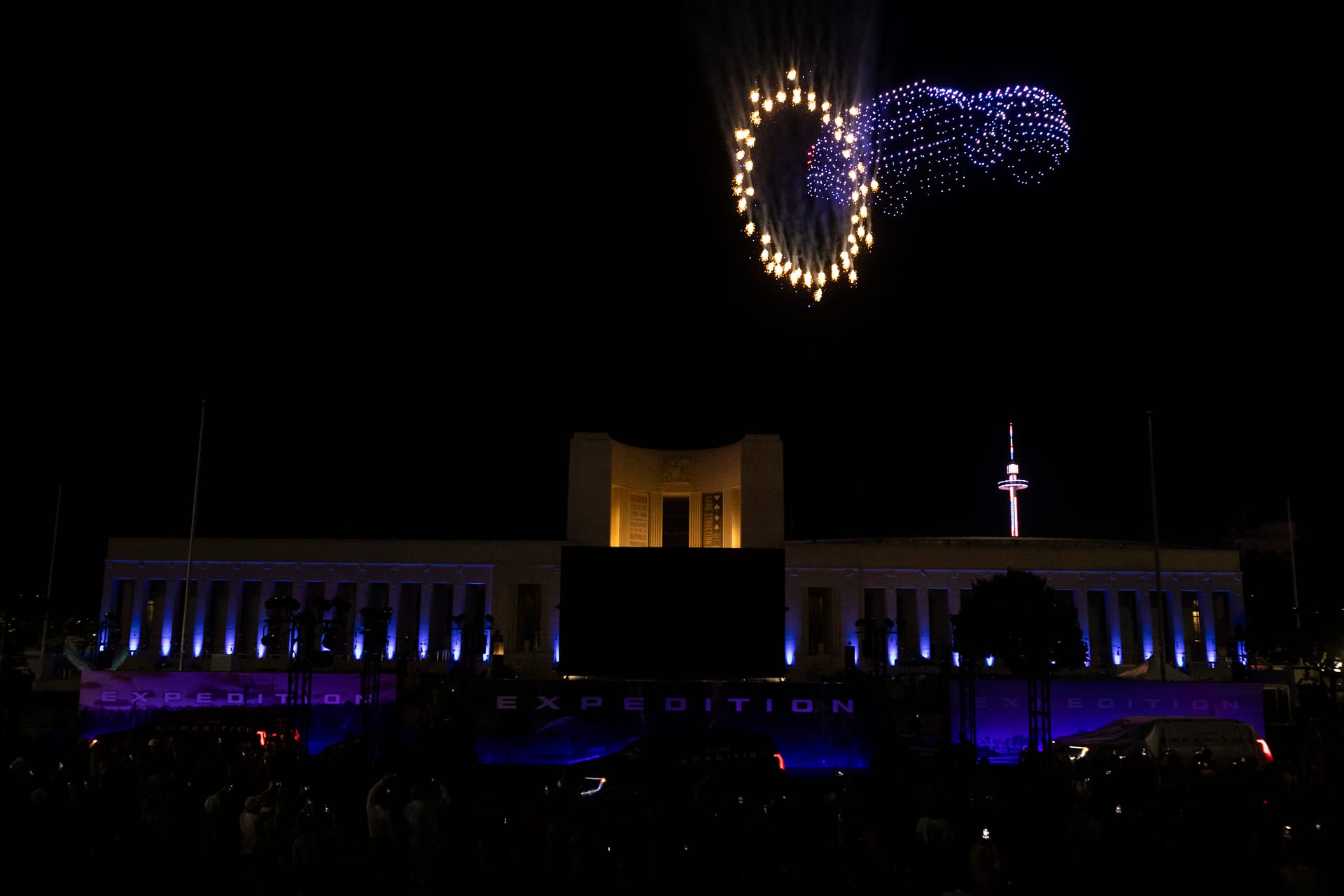 drones in the night sky